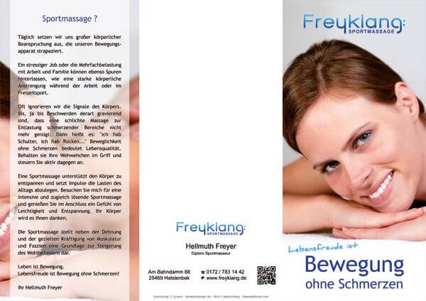 Falzflyer 6-Seitig - Masseur - Außenseite Falzflyer 6-Seitig - Masseur - Außenseite