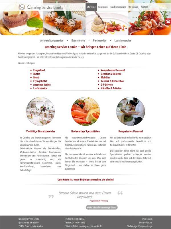 Homepage des Catering Service aus Hamburg Homepage des Catering Service aus Hamburg