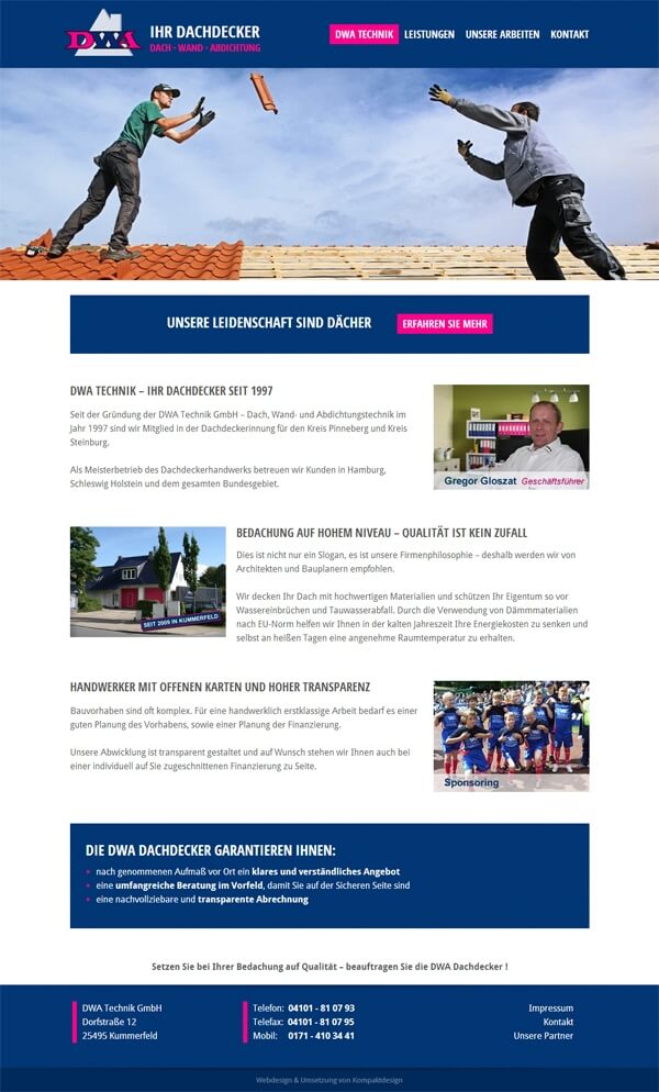 Homepage der Dachdecker-Firma aus Kummerfeld Homepage der Dachdecker-Firma aus Kummerfeld