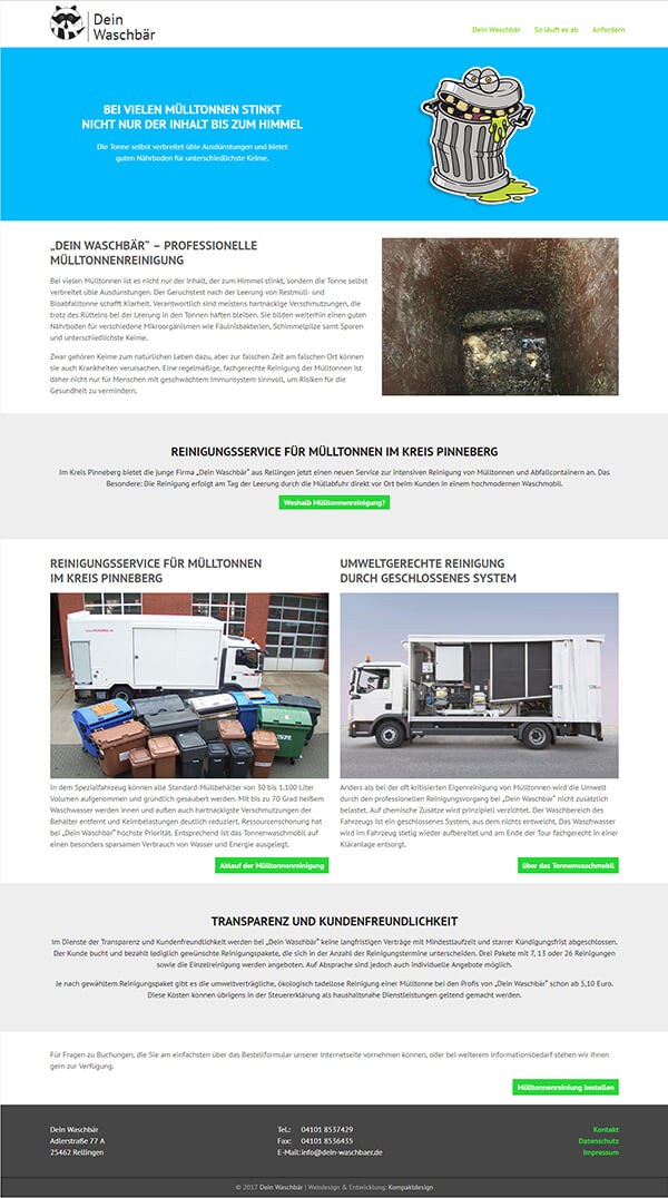 Startseite der Mülltonnenreinigungswebsite Startseite der Mülltonnenreinigungswebsite