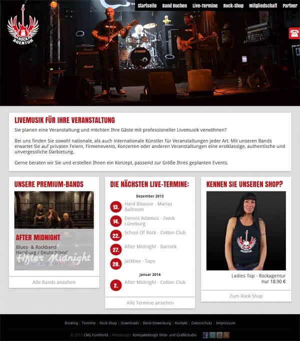 Homepage Rockagentur Hamburg - Künstlervermittlung Homepage Rockagentur Hamburg - Künstlervermittlung