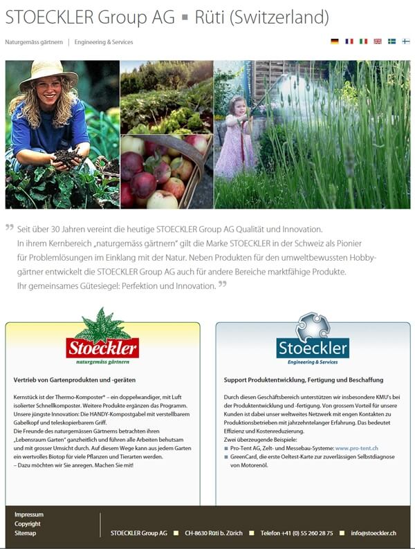 Website der STOECKLER Group AG Schweiz - merhsprachig Website der STOECKLER Group AG Schweiz - merhsprachig