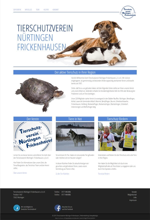 Startseite der Homepage vom Nürtinger Tierschutzverein Startseite der Homepage vom Nürtinger Tierschutzverein