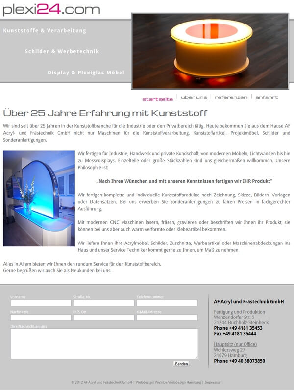 Homepage Plexi24.com - Acrylglas-Verarbeitung Homepage Plexi24.com - Acrylglas-Verarbeitung