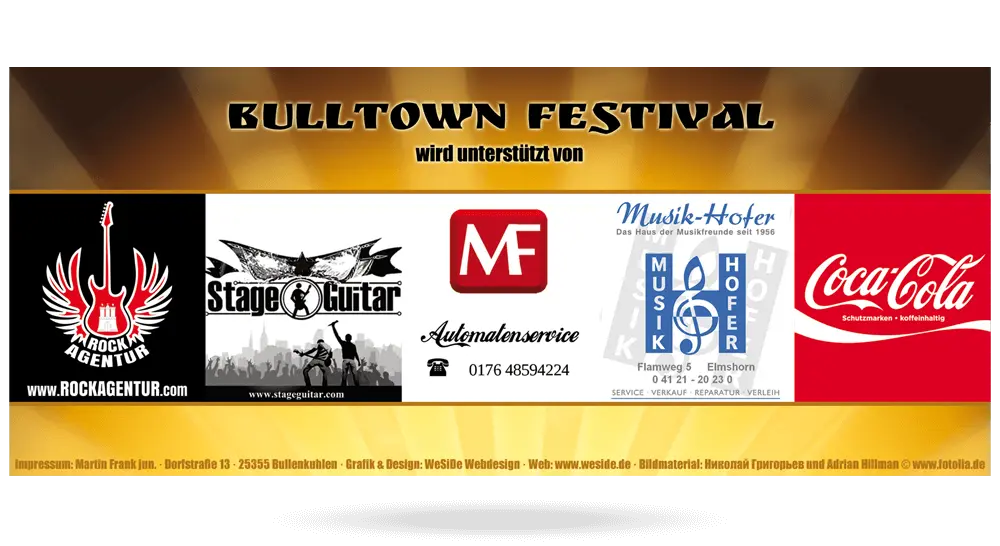 Ticket-Rückseite des Bulltown Festivals mit Sponsoren-Logos.