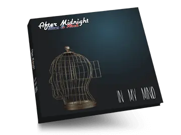 CD-Cover des Albums "IN MY MIND" der Hamburger Rockband After Midnight - geöffneter Vogelkäfig in Form eines Kopfes mit Bandlogo darüber und Album-Titel daneben.