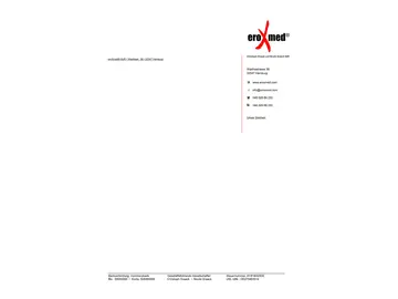 Briefpapier eines Medizinprodukte-Herstellers mit Logo und Kontaktdaten im rechten Bereich