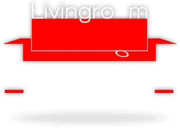 Logodesign der Pop-Band Livingroom - rotes Sofa mit weißem Schriftzug