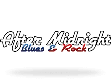 Rockband Logo - weißer Schriftzug "After Midnight" mit blau-rotem Zusatz "Blues & Rock"