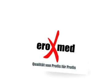 Weiße Visitenkarte mit Logo eine Medizinprodukte-Herstellers und Slogan