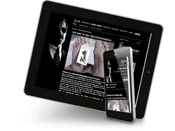 Tablet-PC und Smartphone auf denen das Webdesign von Kalle Schwensen abgebildet wird.
