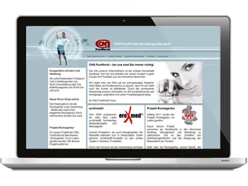 Laptop, auf dem das Webdesign der Handelsagentur gezeigt wird.