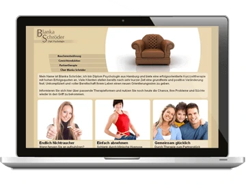Laptop mit Webdesign der Psychologen-Homepage