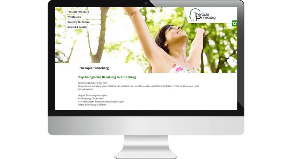 Bildschirm auf dem die Homepage der Heilpraktik Praxis abgebildet ist