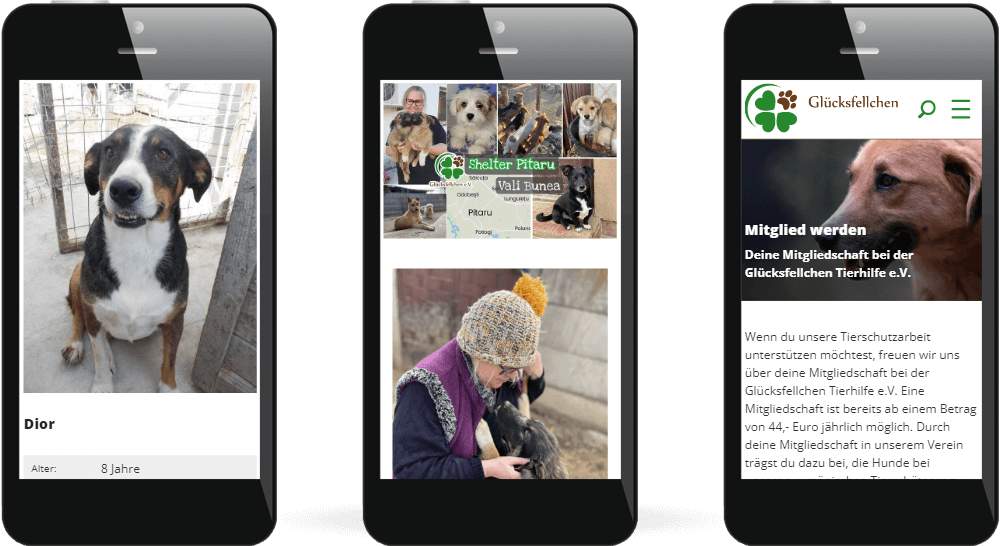 Mobile Website-Darstellung des Tierschutz-Vereins