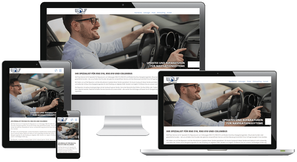Dienstleister-Website auf PC, Laptop, Tablet und Smartphone Dienstleister-Website auf PC, Laptop, Tablet und Smartphone