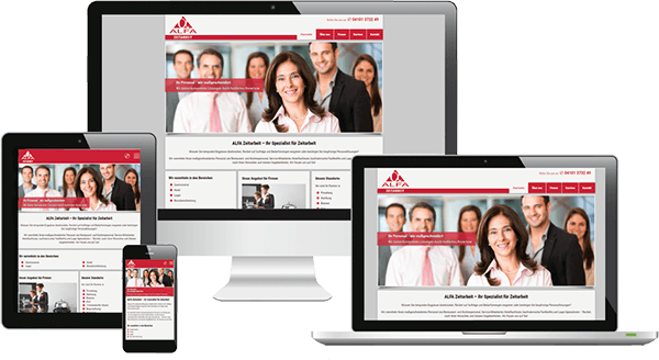 Die Website der Zeitarbeit-Firma als Responsive Websign Die Website der Zeitarbeit-Firma als Responsive Websign
