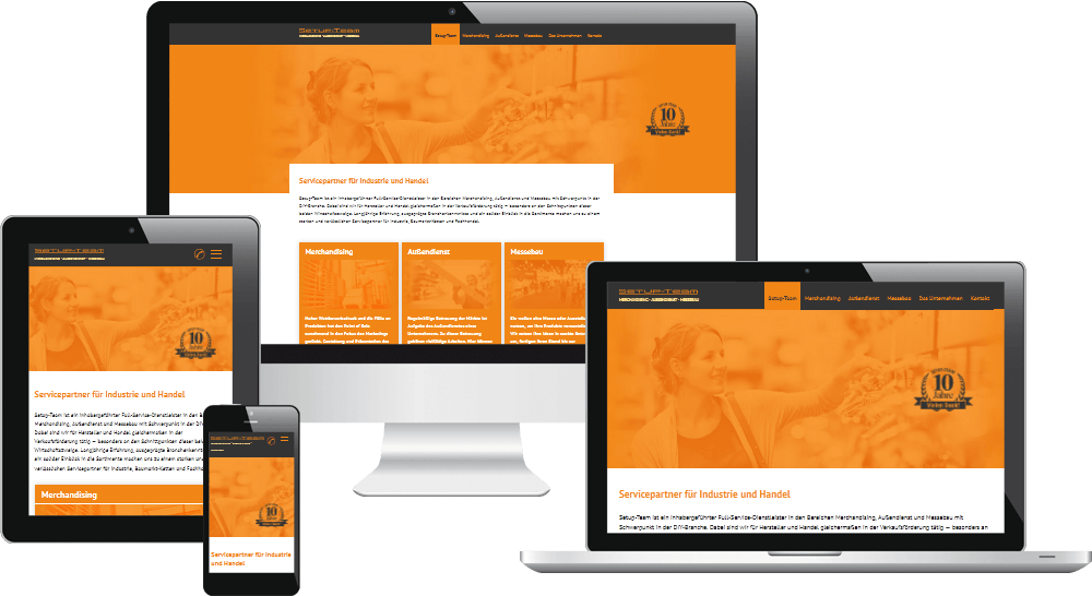 Hauptseite der Website in Responsive Webdesign