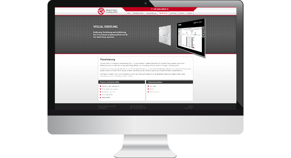 Desktop-Ansicht der RIETEC Engineering-Website