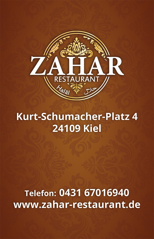 Visitenkarte für orientalisches Restaurant Visitenkarte für orientalisches Restaurant