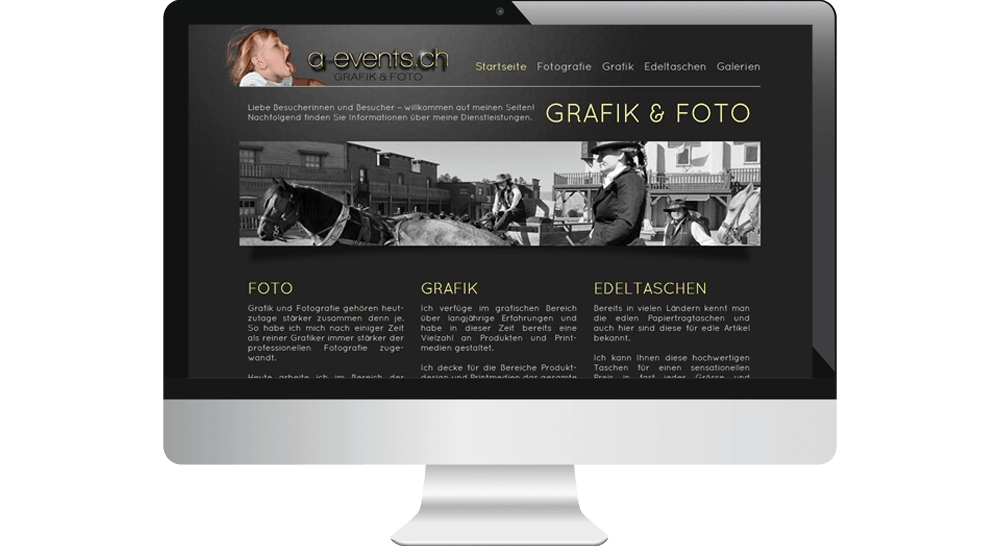 Homepage a-events.ch Grafik und Foto GmbH