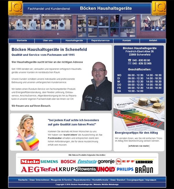 Webdesign - Homepage Haushaltsgeräte Böcken Schenefeld Webdesign - Homepage Haushaltsgeräte Böcken Schenefeld